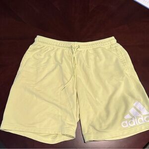 adidas Men’s Light Yellow Athletic Shorts with Logo